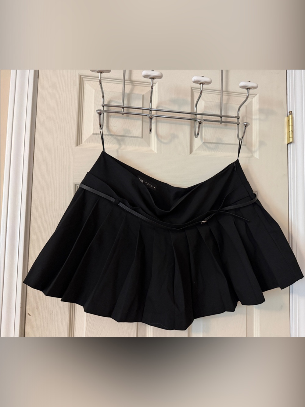 Zara Black Pleated Mini Skirt/Skort with Belt